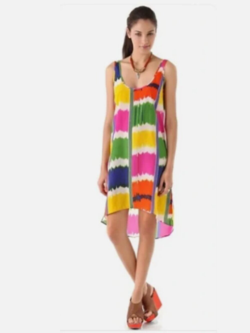 PJK Patterson J Kincaid Ivy Ruffle Dress Women's Sm Orange Tiered Mini Strappy
